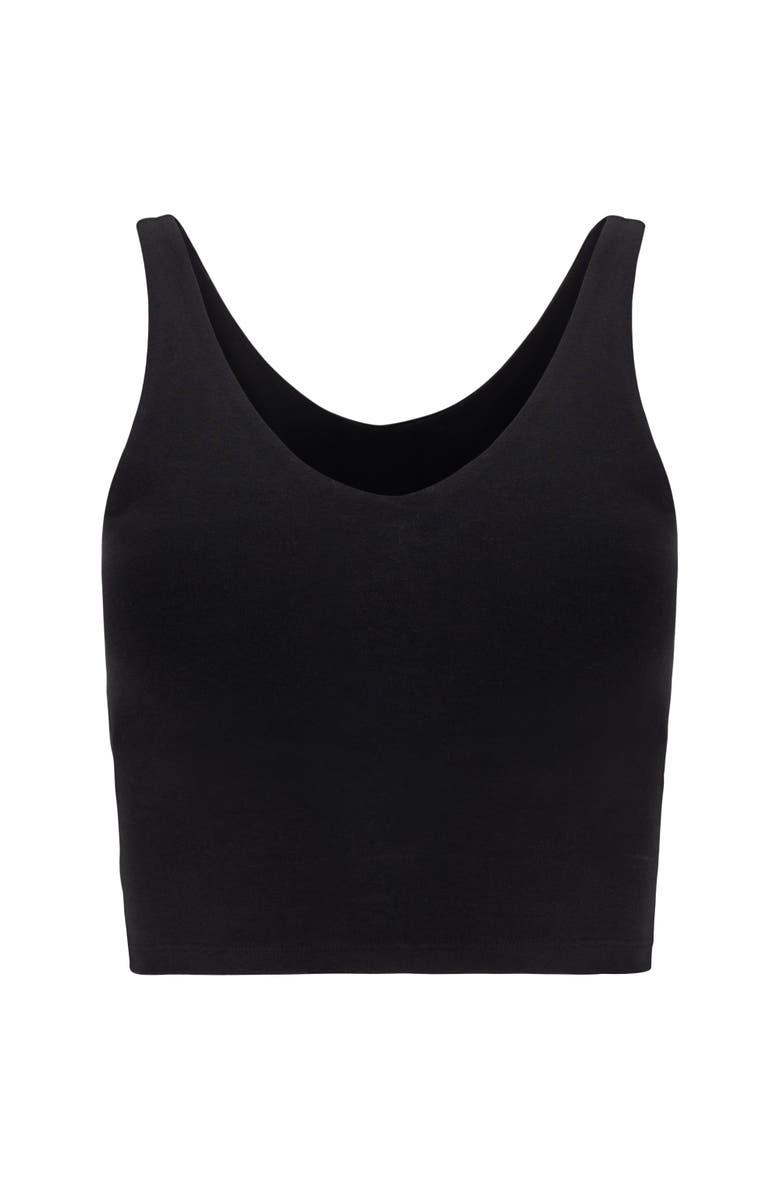 Lezat V Neck Organic Cotton Crop Tank, Main, color, Black