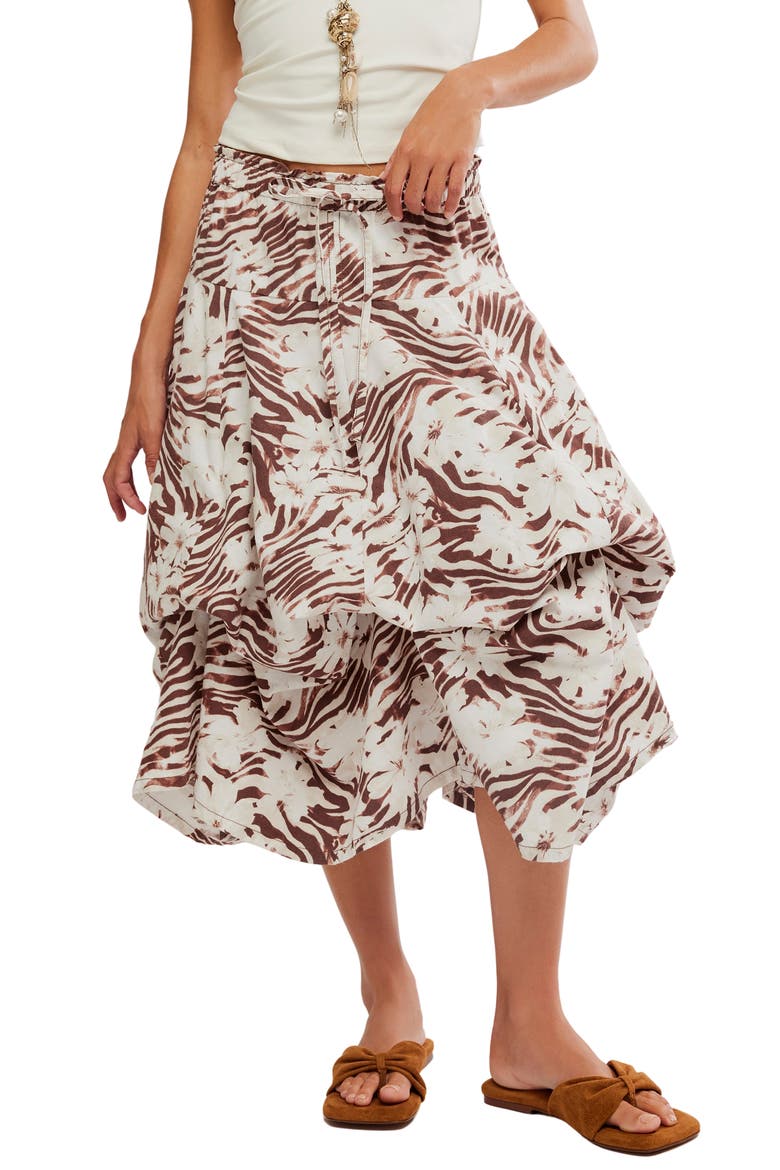Zephyr Print Convertible Bustle Maxi Skirt, Alternate, color, CHOCOLATE COMBO
