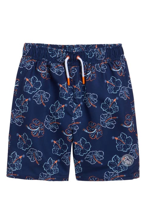 Kids' Hibiscus Print Swim Trunks (Little Kid)