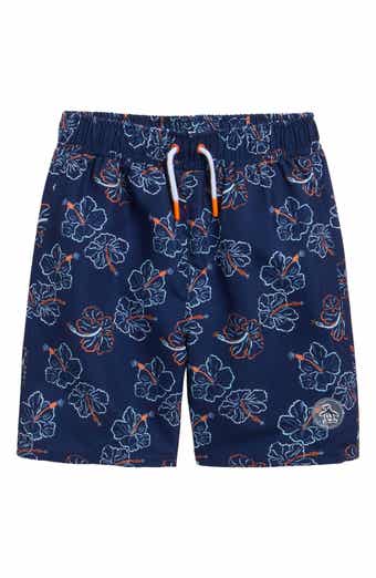 Kids' Hibiscus Print Swim Trunks