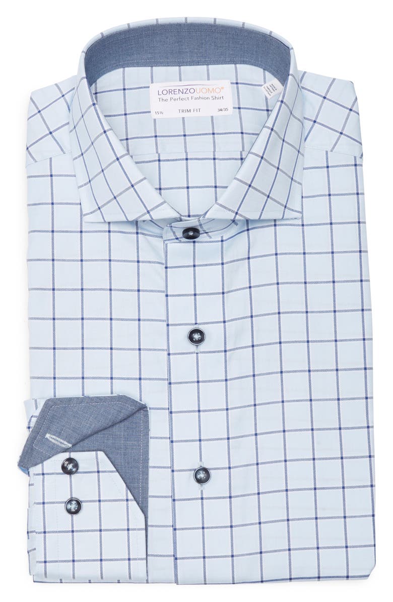 Lorenzo Uomo Trim Fit Textured Windowpane Dress Shirt, Alternate, color, 