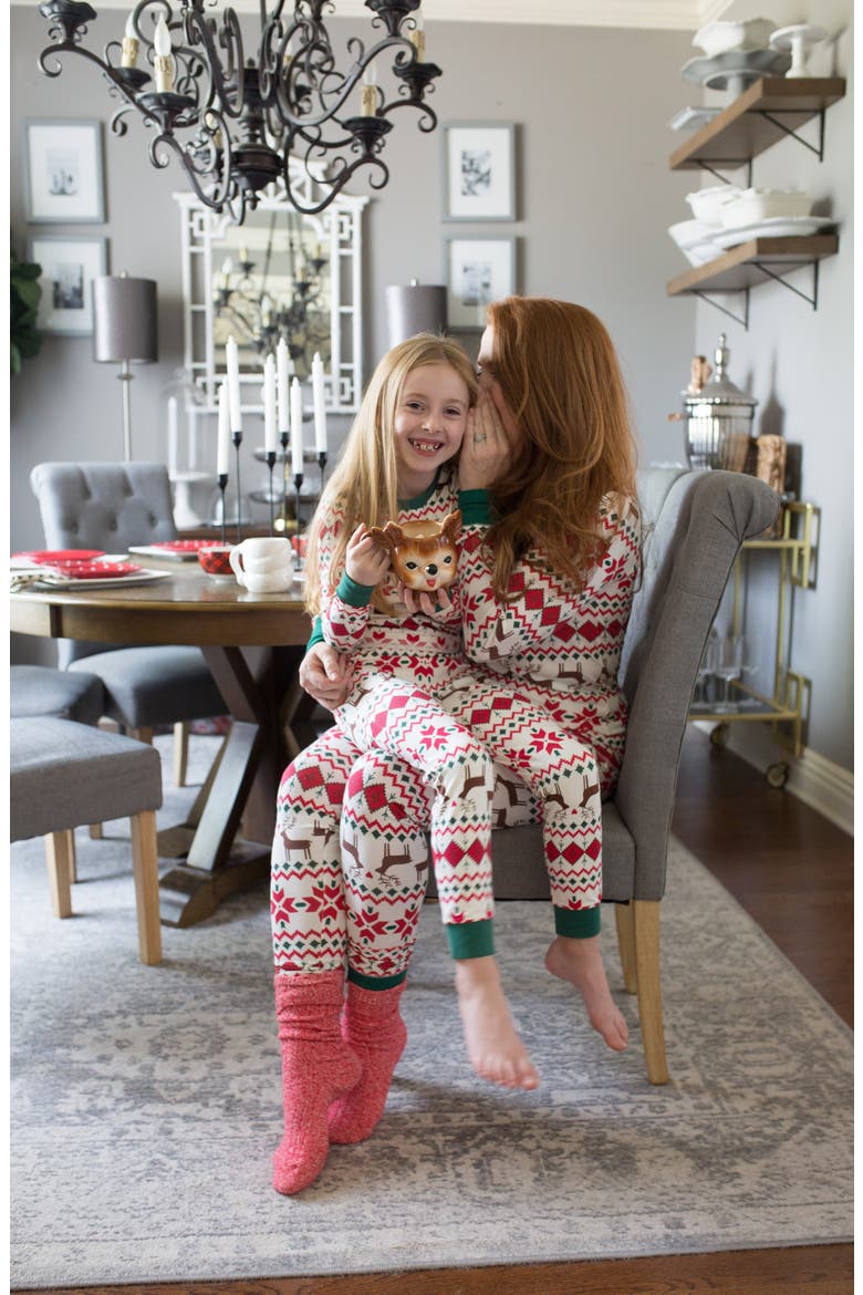 Matching Family Moments Print Tight Fit Pajamas, Alternate, color, IVORY EGRET FAIRISLE DREAM