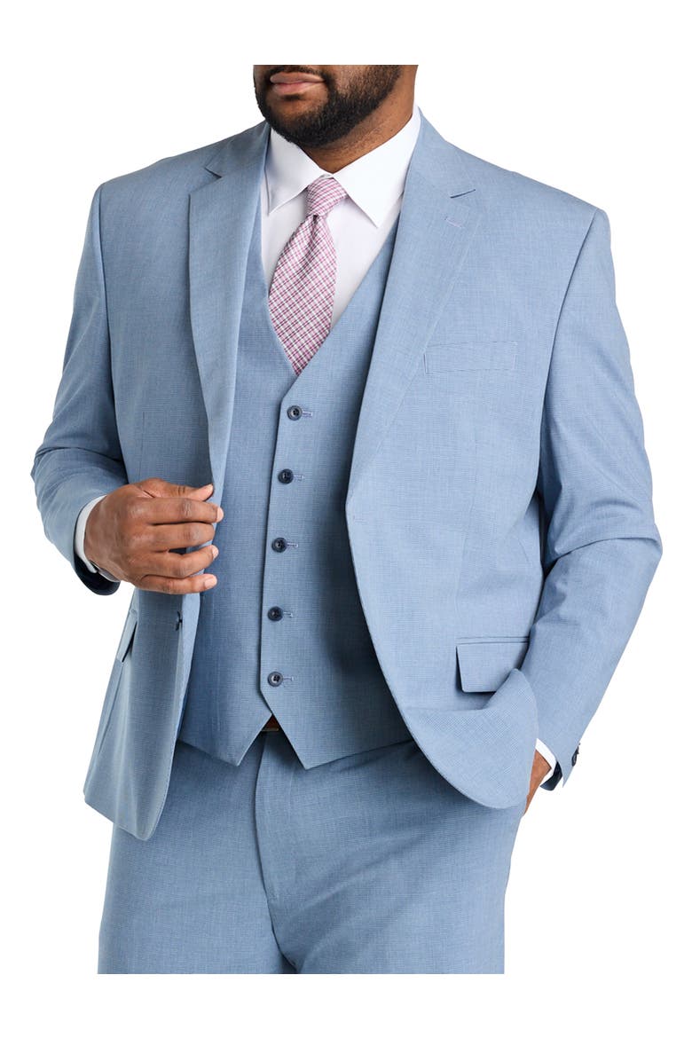 Big & Tall Jacket-Relaxer Micro Check Suit Jacket, Main, color, BLUE