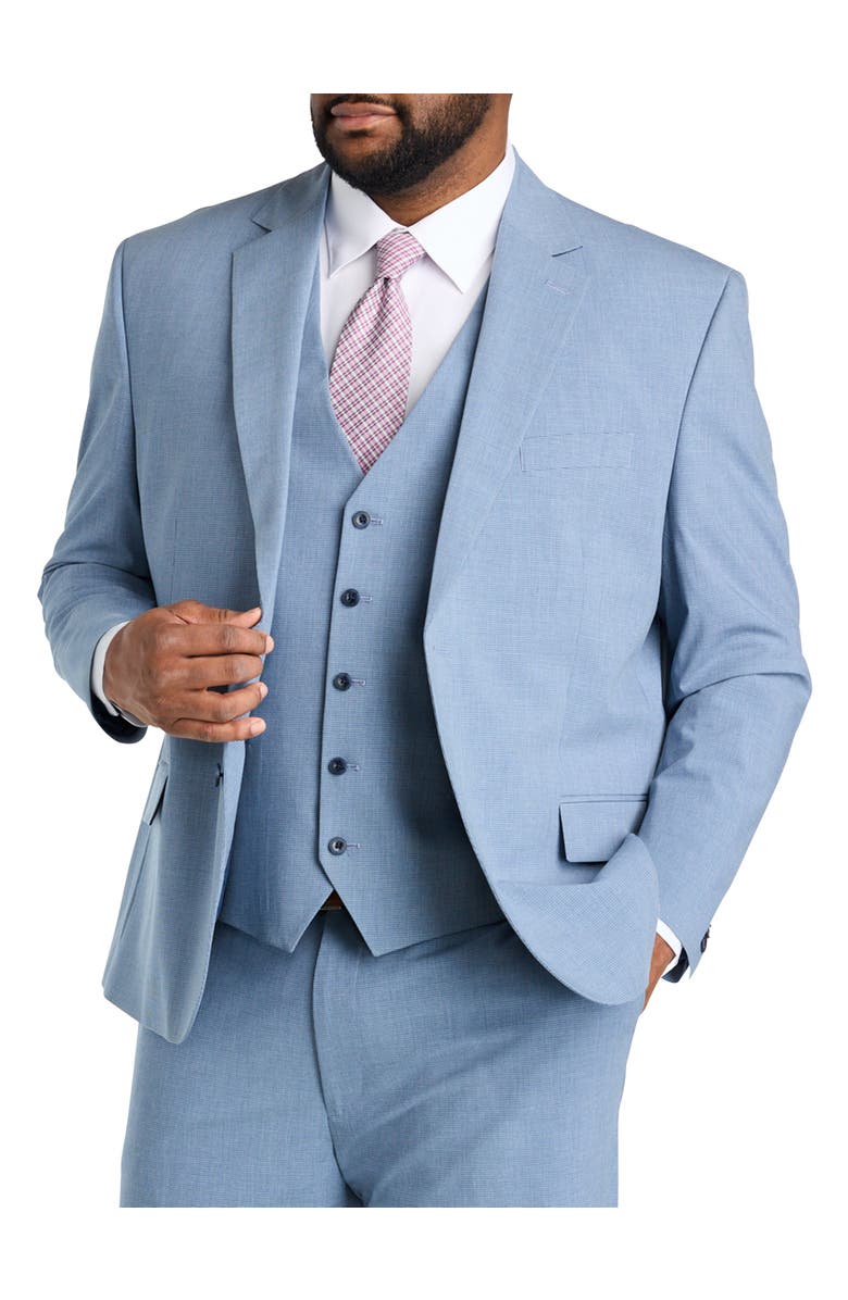 Oak Hill by DXL Big & Tall Jacket-Relaxer Micro Check Suit Jacket, Main, color, Blue