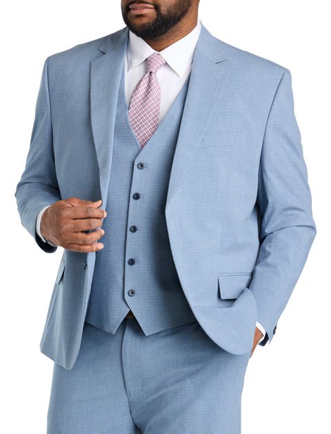 Big & Tall Jacket-Relaxer Micro Check Suit Jacket