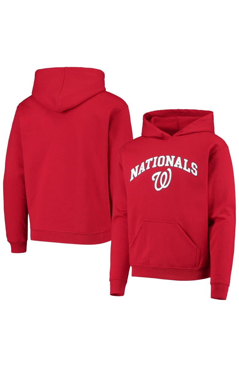 STITCHES Youth Stitches Red Washington Nationals Pullover Fleece Hoodie, Main, color, 