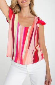 Liverpool Los Angeles Print Flutter Sleeve Top