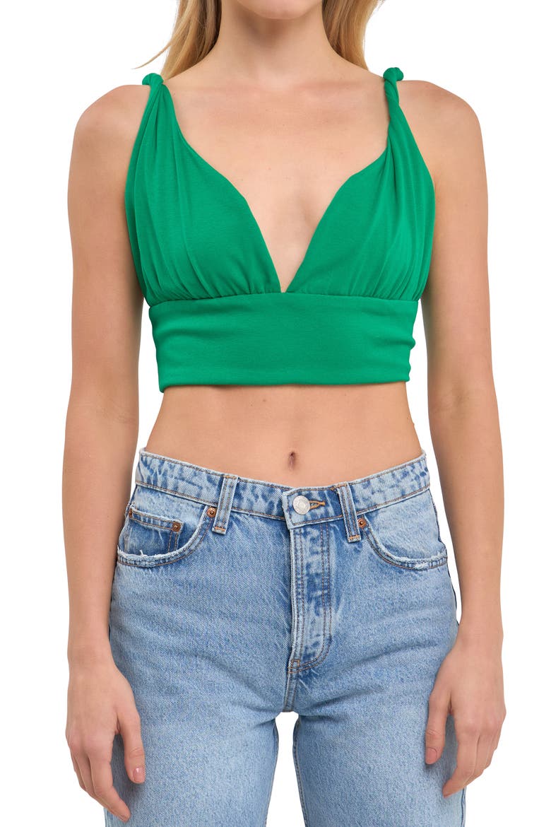 Twist Strap Crop Tank, Main, color, GREEN