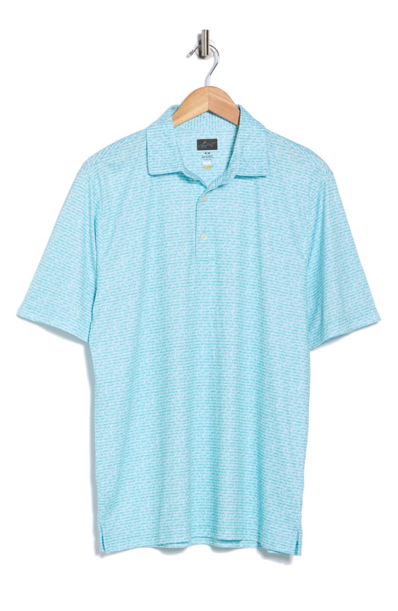 Greg Norman Print Knit Golf Polo, Alternate, color, Oceanic