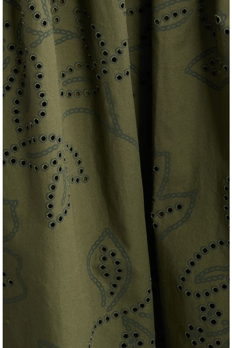 Eyelet Sleeveless Midi Shirtdress, Alternate, color, OLIVE