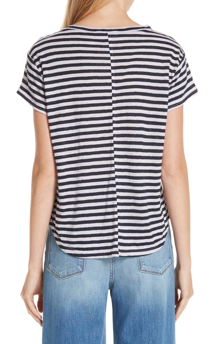 FRAME Stripe Linen Tee, Alternate, color,
