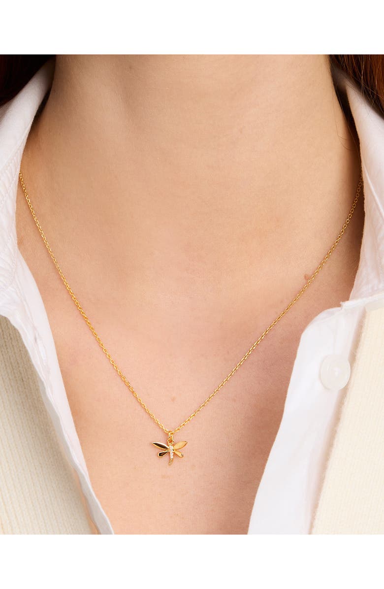 Kate Spade New York delicate dragonfly pendant necklace, Alternate, color, 