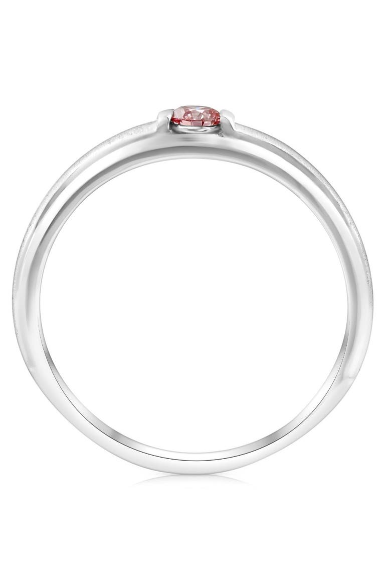 Mens Brushed Pink Diamond Lab Grown Wedding Brushed Anniversary Ring Gold, Alternate, color, 10k White Gold
