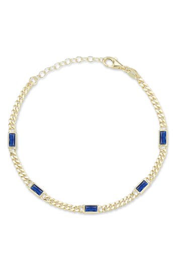 Sphera Milano 14k Gold Plate Sterling Silver Curb Cz Station Bracelet In Multi