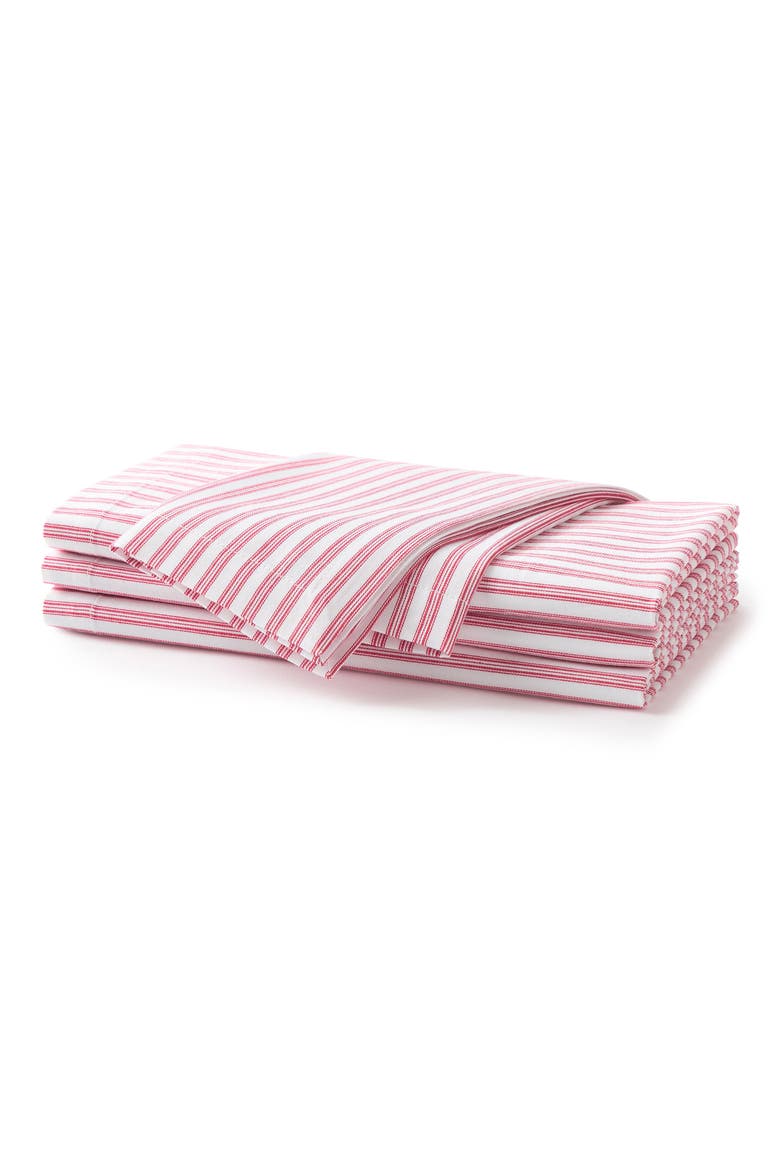 Antique Set of 4 Ticking Stripe Cotton Placemats, Alternate, color, RED