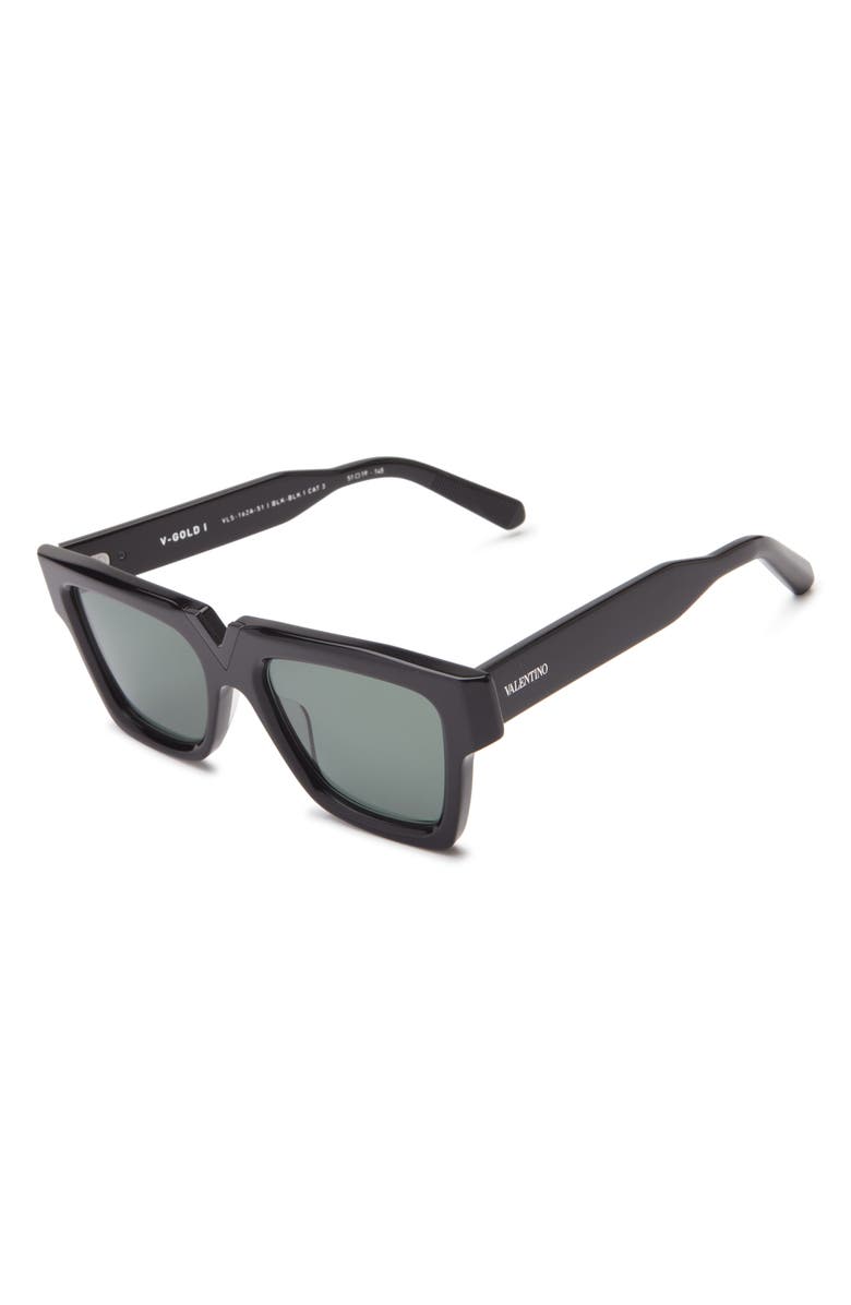 Valentino 57mm Novelty Square Sunglasses, Alternate, color, Black Black Grey