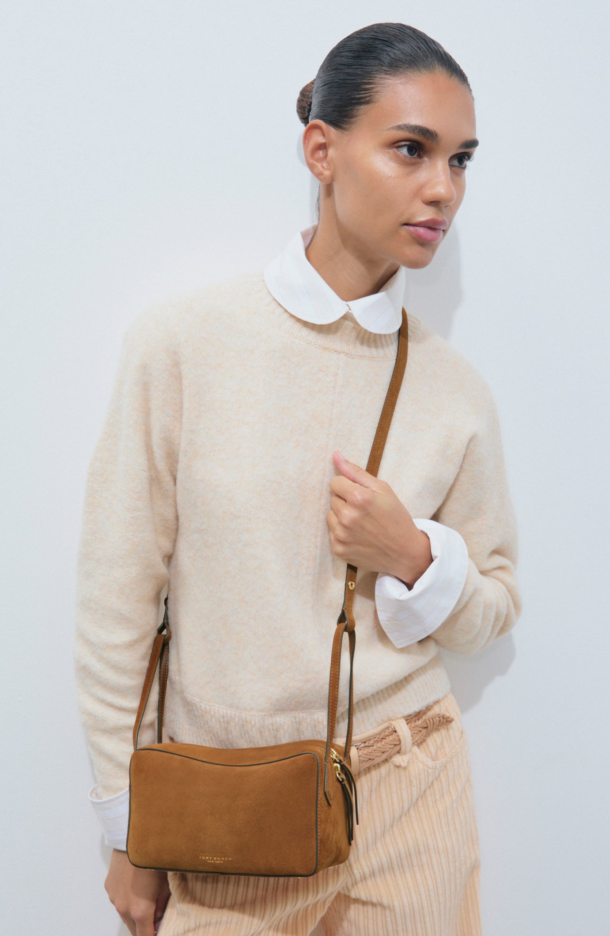 Perry Leather Crossbody Bag, Alternate, color, UMBER