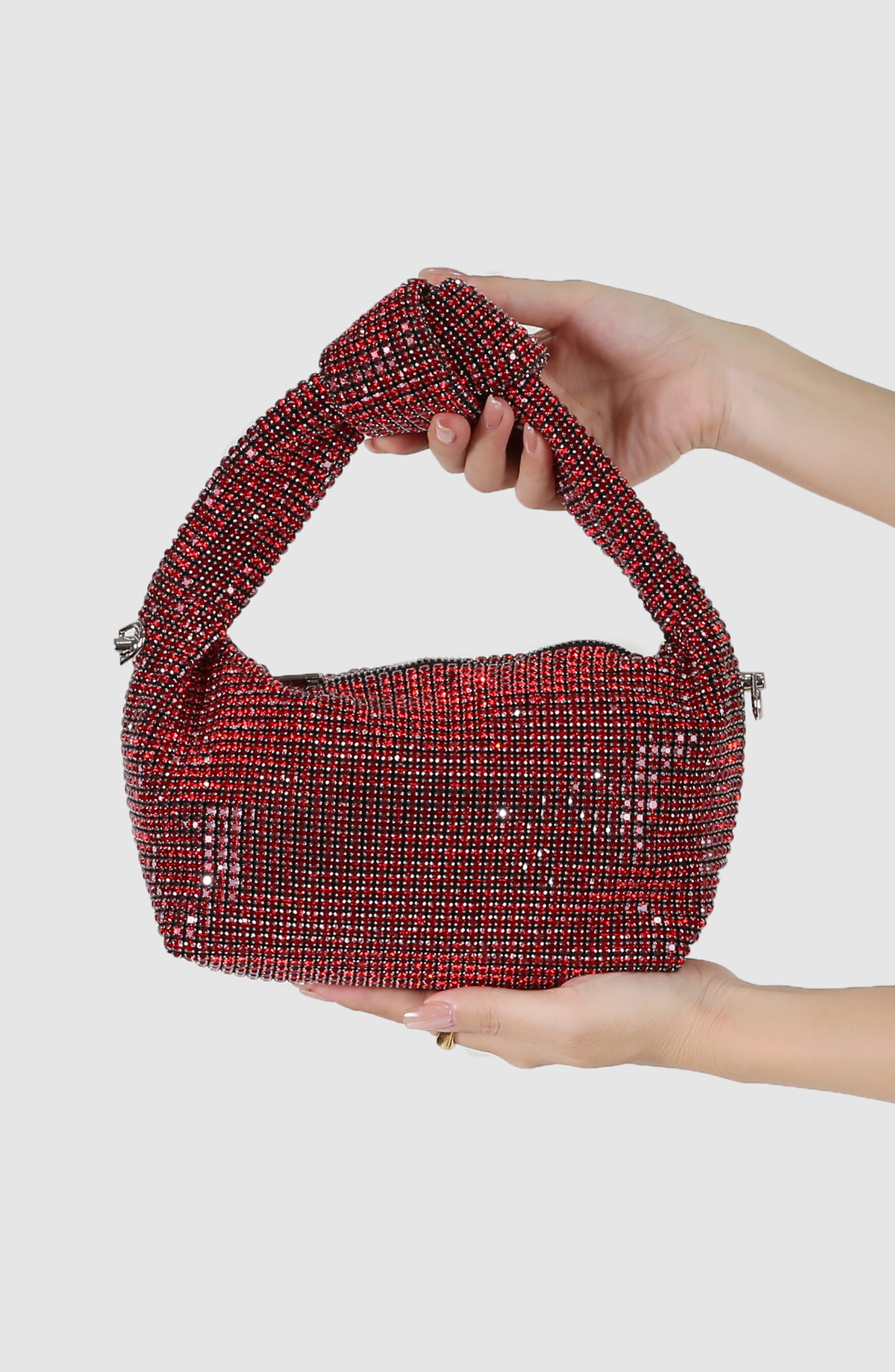 Knotted Handle Rhinestone Bag, Alternate, color, RED