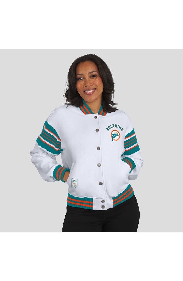 WEAR by Erin Andrews Women's WEAR by Erin Andrews White Miami Dolphins Full-Snap Fleece Sweatshirt Jacket, Alternate, color, 
