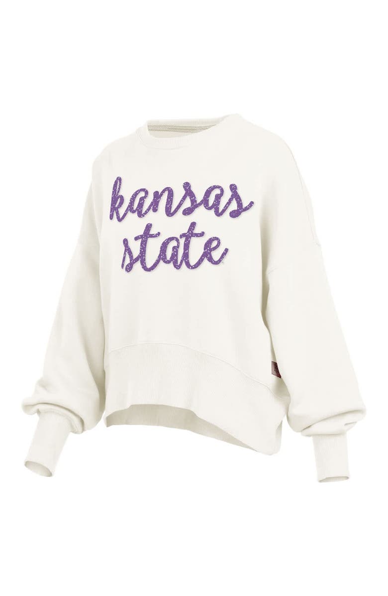PRESSBOX Women's Pressbox Cream Kansas State Wildcats Oversized Chelsea Waist Length Pullover Sweatshirt, Alternate, color, Cream
