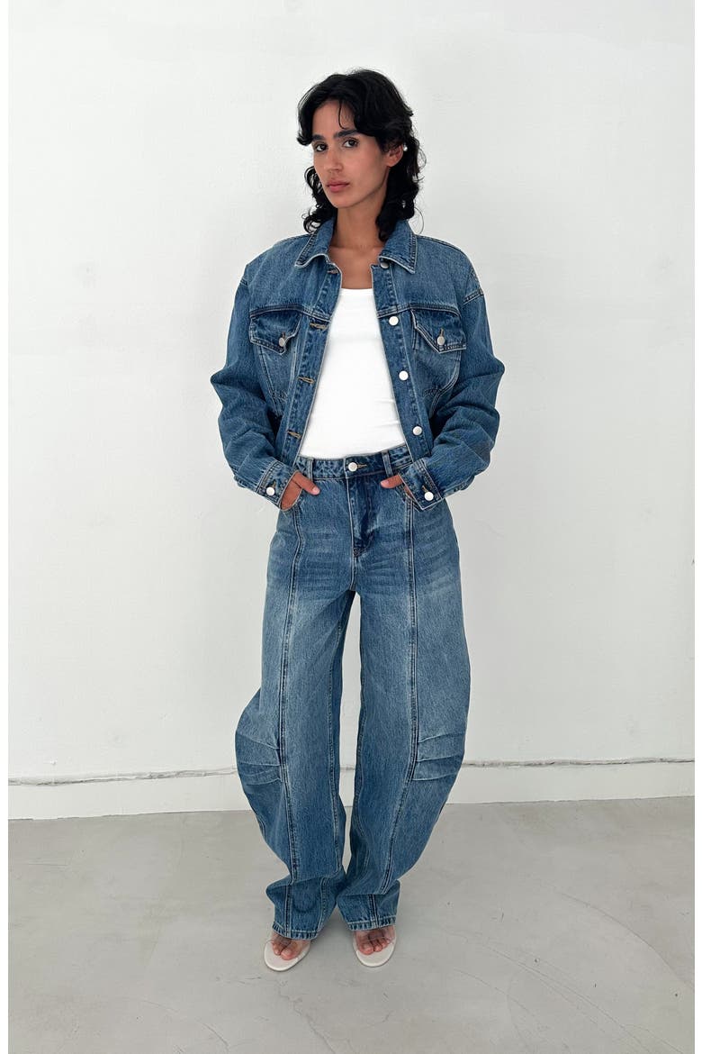 Noma Barrel Denim Jeans, Alternate, color, Medium Blue