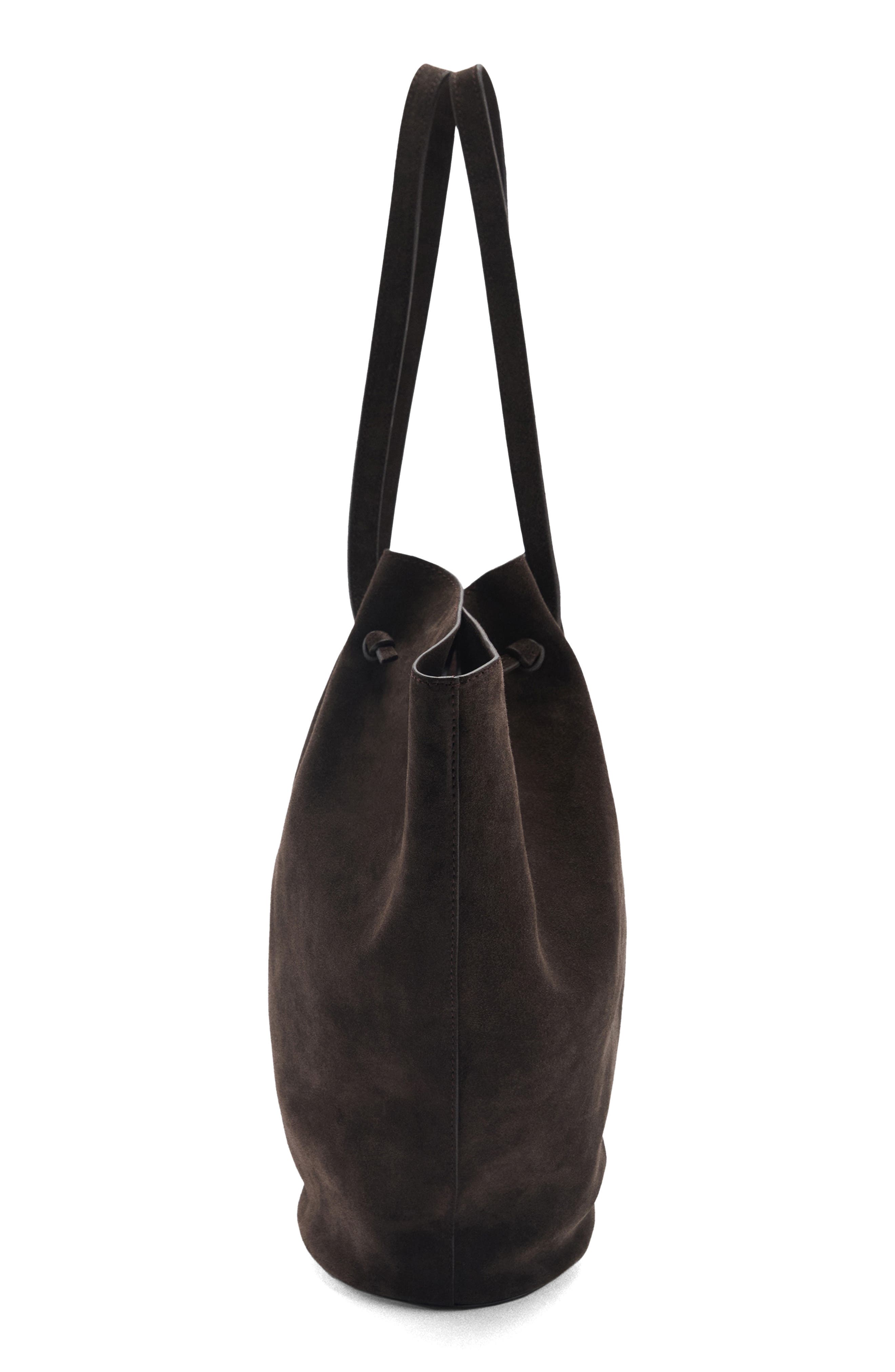 MANGO Suede Shopper Bag, Alternate, color, Chocolate