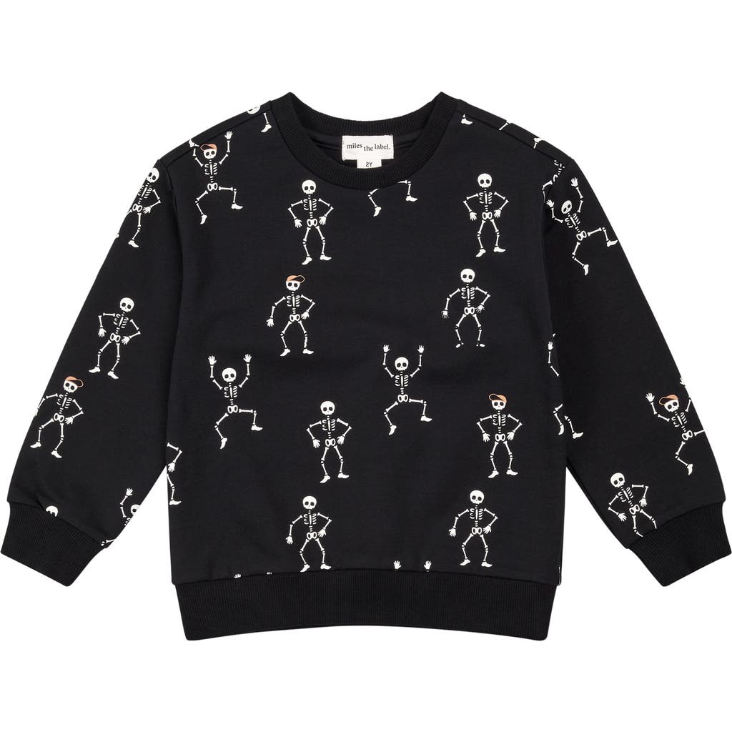 Miles The Label Kids' Dancing Skeletons Glow In Black