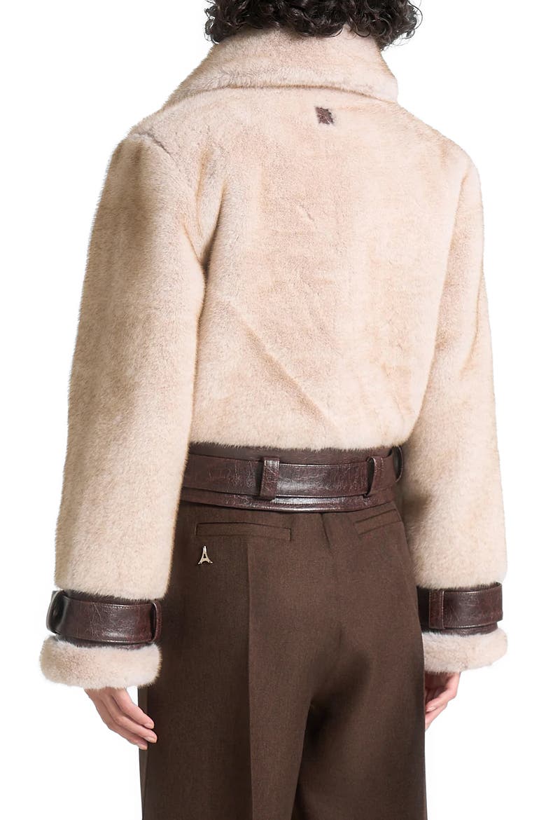 Deya Plush & Leather Leather Belted Jacket, Alternate, color, Beige/Brown