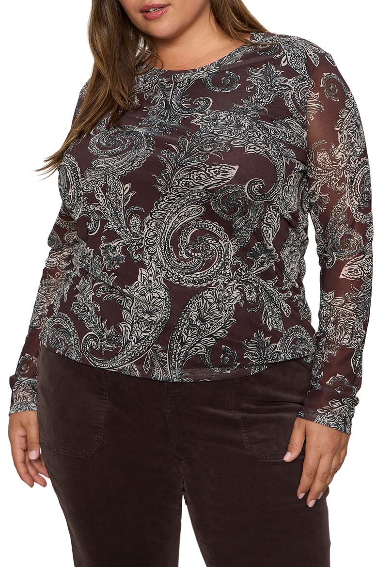 Perfect Long Sleeve Mesh Top, Main, color, MINERAL PAISLEY