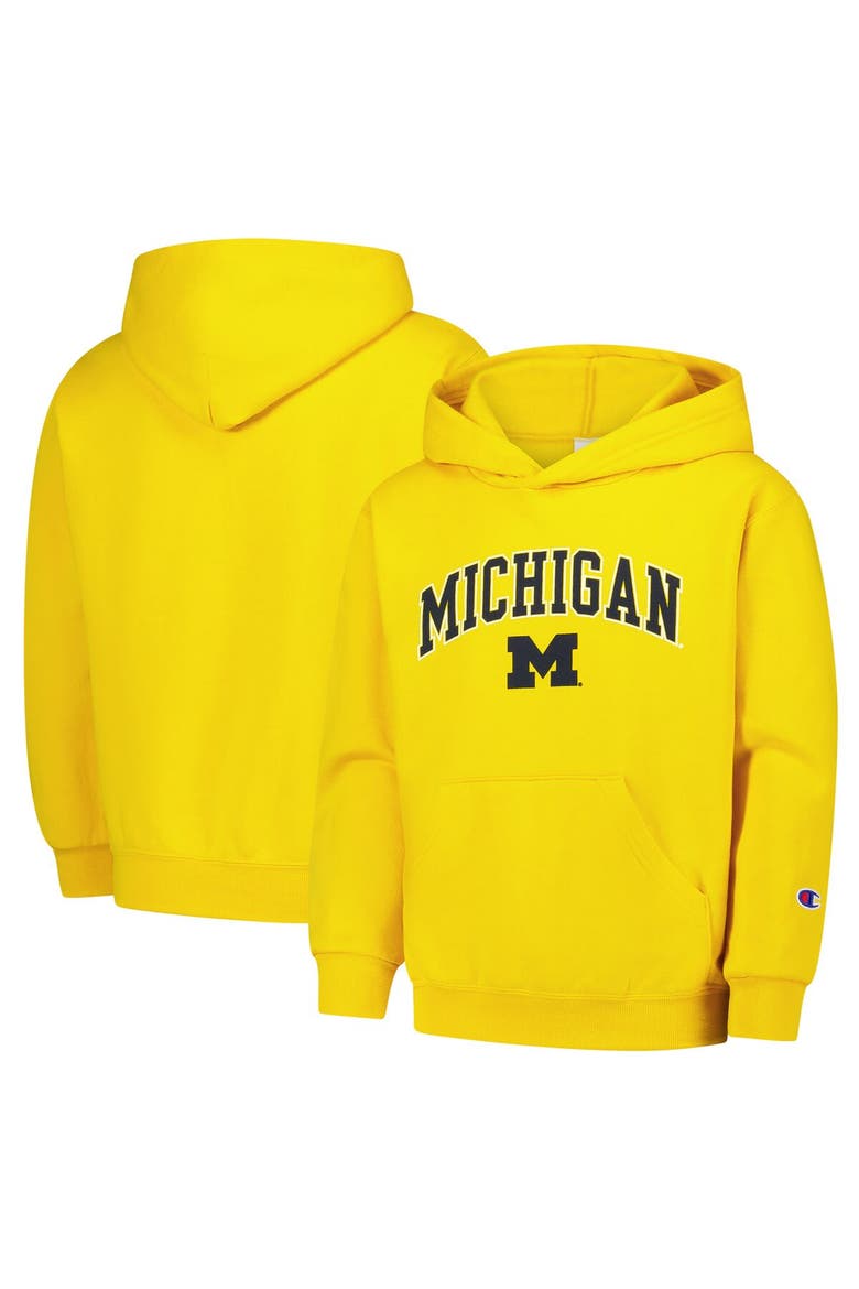 Youth Champion Maize Michigan Wolverines Campus Pullover Hoodie, Main, color, Maize