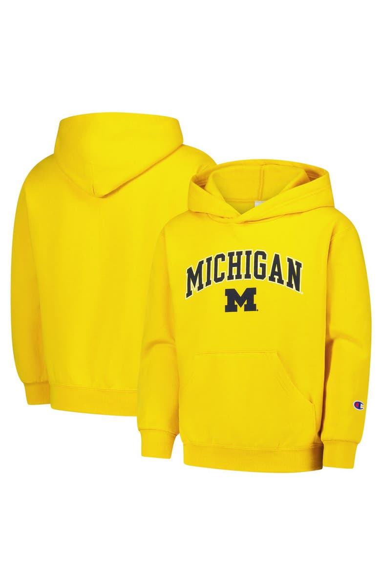 Champion Youth Champion Maize Michigan Wolverines Campus Pullover Hoodie, Main, color, Maize
