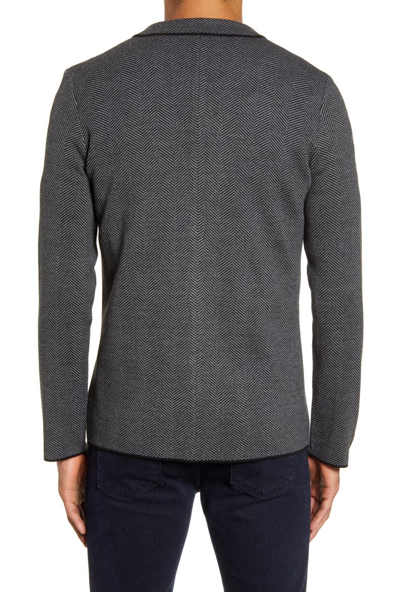 Herringbone Wool Blend Knit Blazer, Alternate, color, GREY