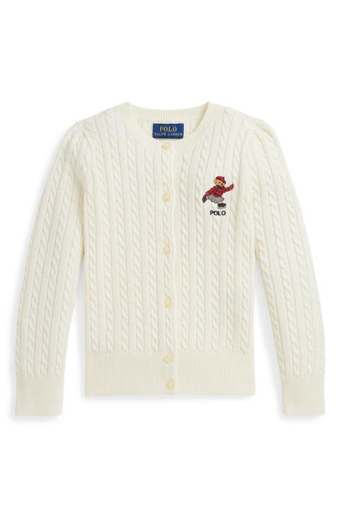 Kids' Bear Cable Knit Cardigan (Toddler, Little Kid)