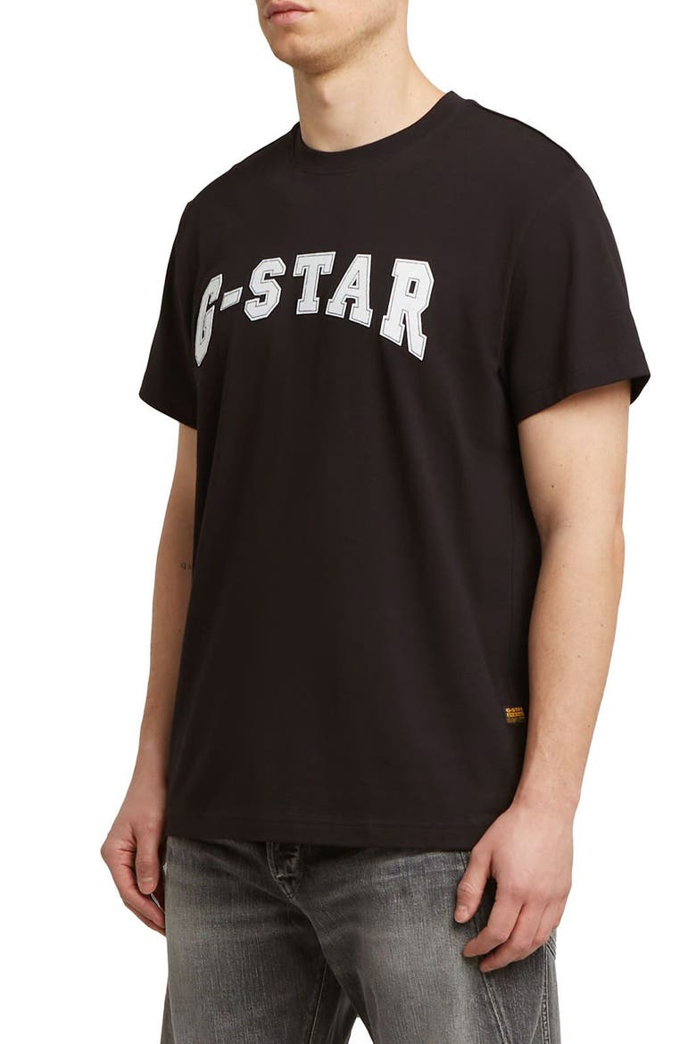 Felt Logo Organic Cotton T-Shirt, Alternate, color, DARK BLACK