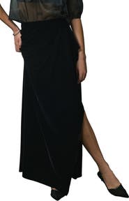 NEXT Velvet Drape Front Maxi Skirt