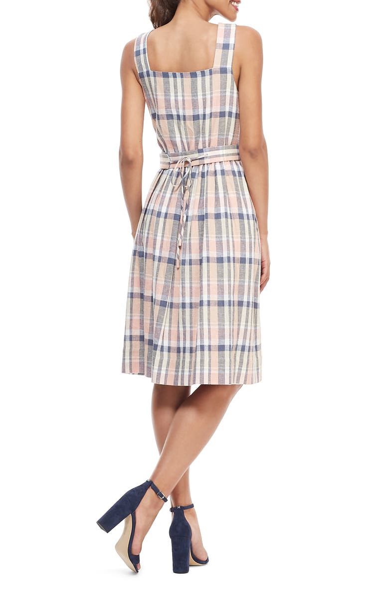 Gal Meets Glam Collection Peyton Belted Linen Blend Sundress, Alternate, color, 