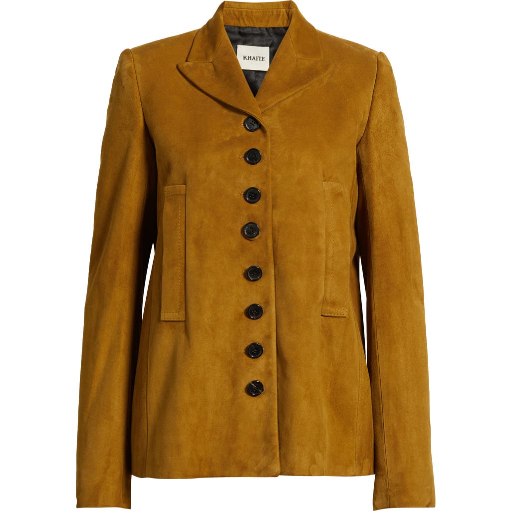 Khaite Saraphina Lambskin Suede Jacket In Brown