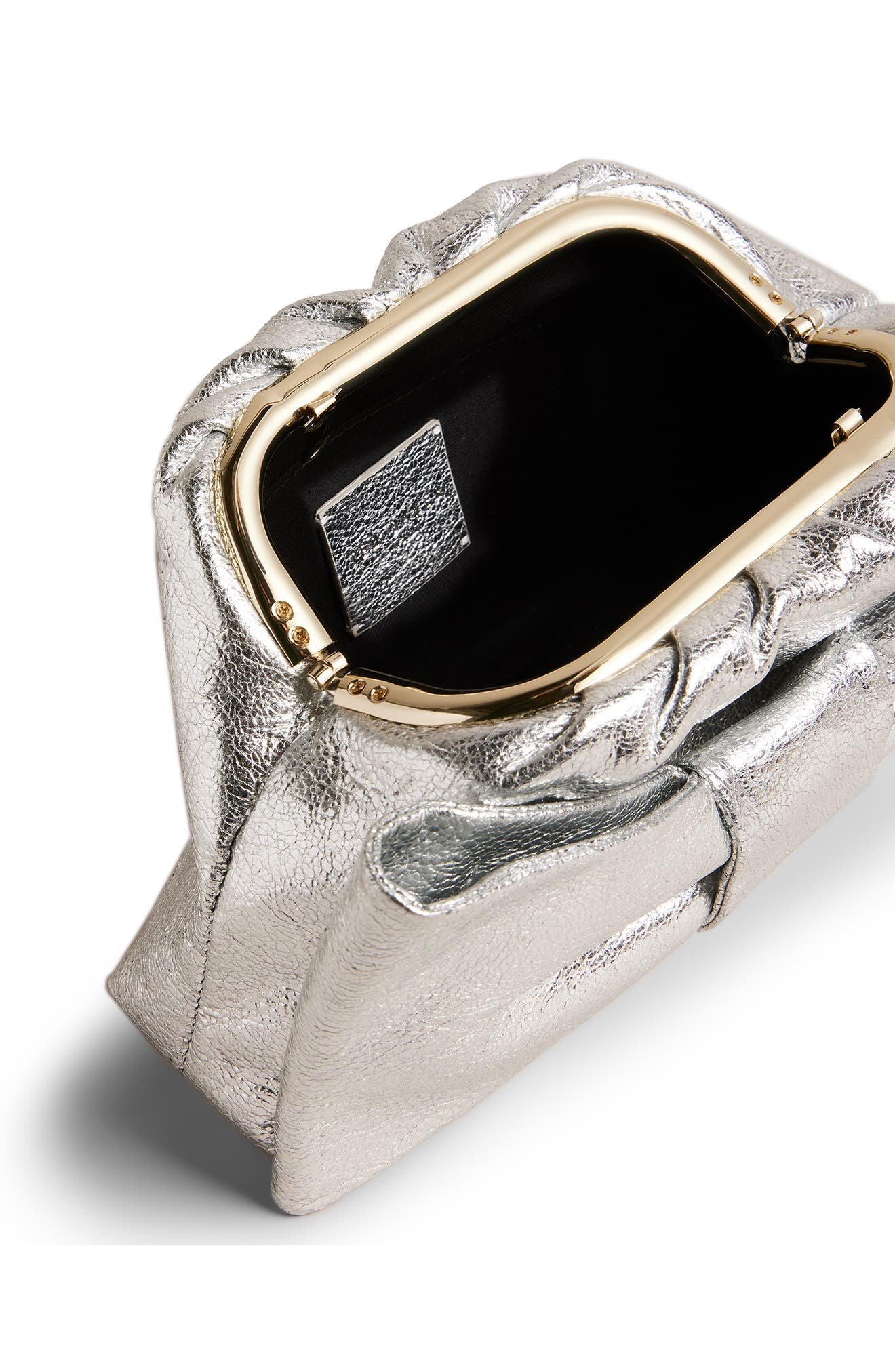 Ted Baker London Nisnia Bow Metallic Leather Clutch, Alternate, color, 