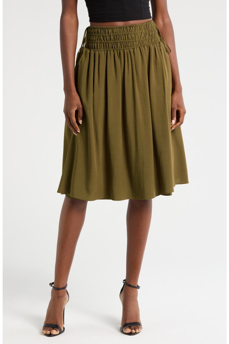Smock Waist Skirt, Main, color, OLIVE