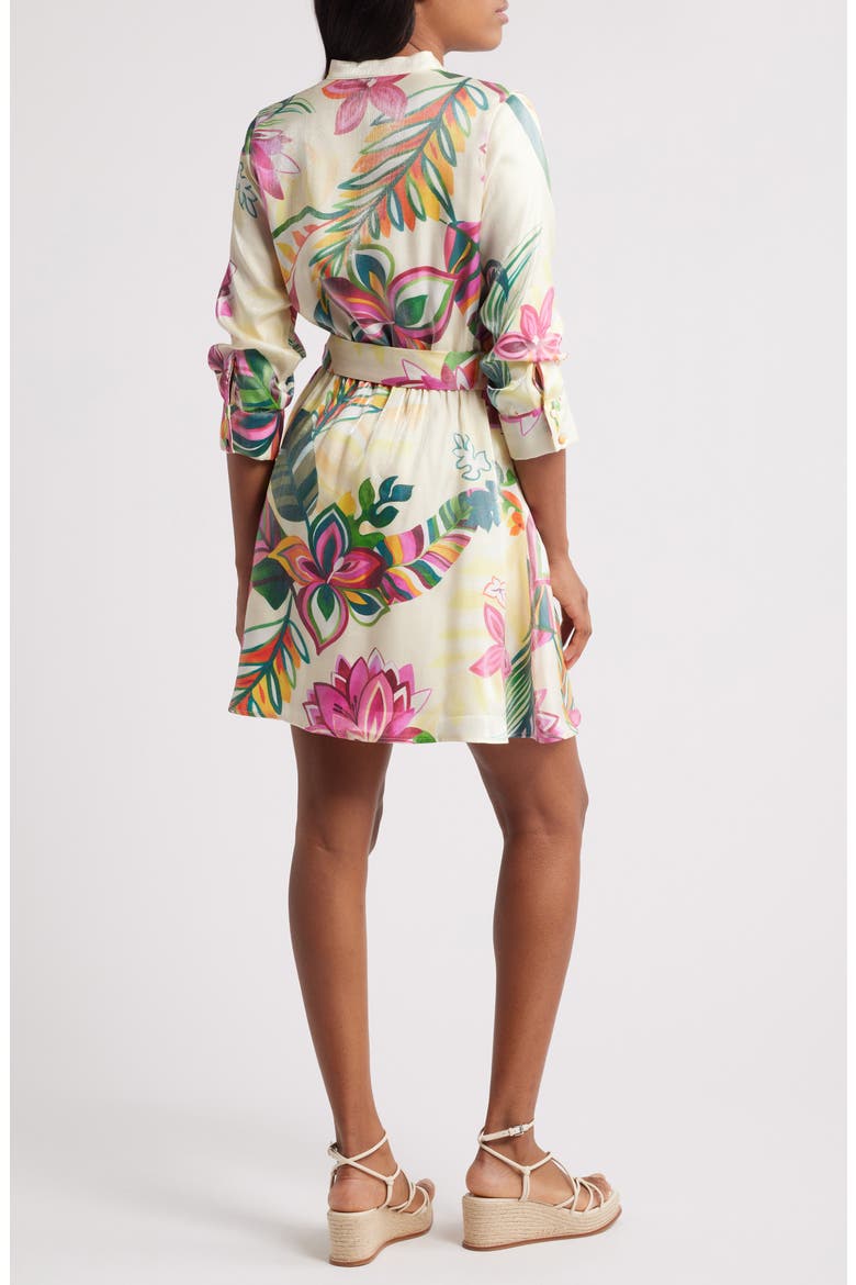 Suzette Shimmer Floral Mini Shirtdress, Alternate, color, CREAM MULTI