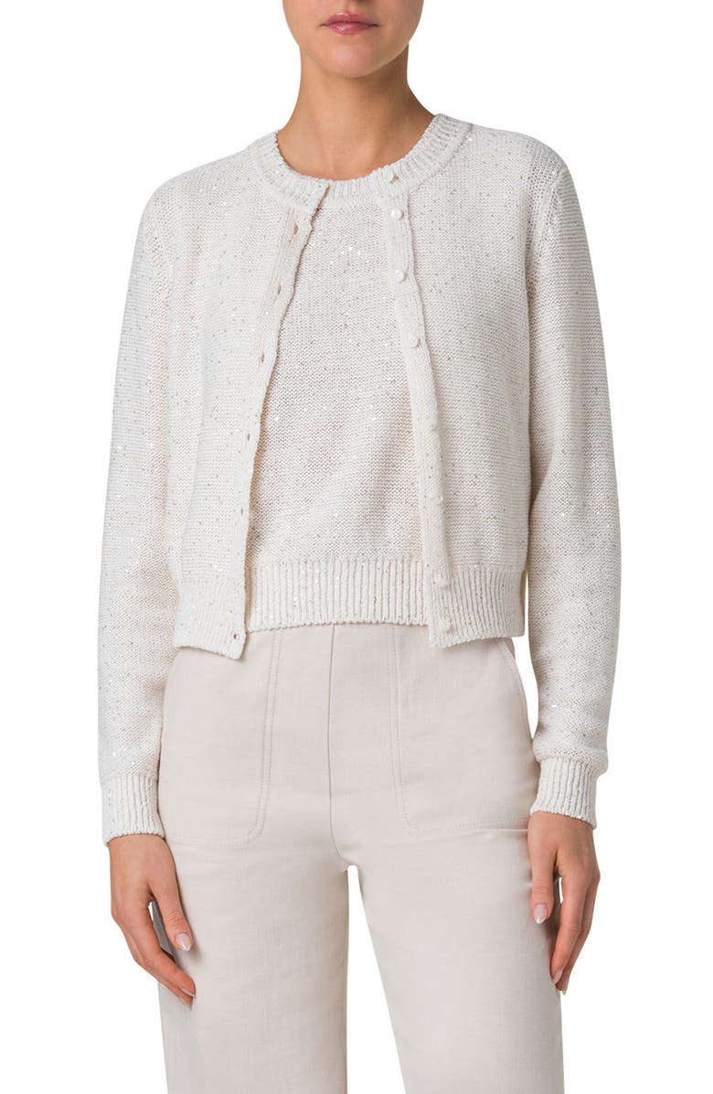 Akris Microsequin Linen Blend Cardigan, Main, color,