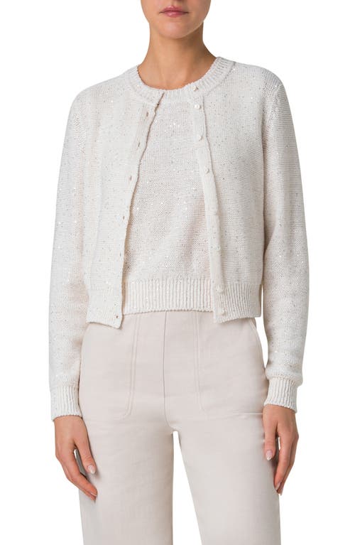 AKRIS AKRIS MICROSEQUIN LINEN BLEND CARDIGAN 