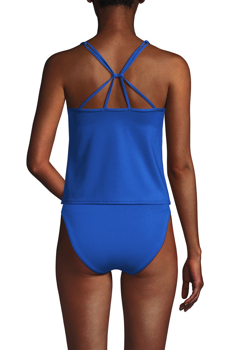 Lands' End Tugless QuickDry Adjustable Strappy Back Tankini Top, Alternate, color, Bright Cobalt Blue