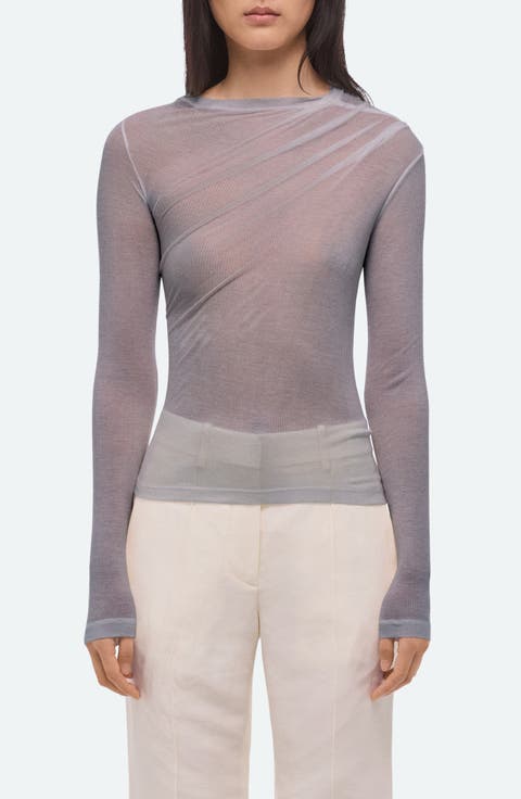 Twist Long Sleeve Sheer Top