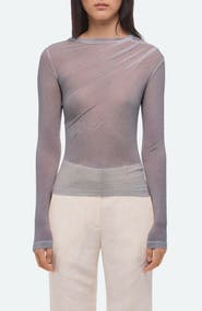 Helmut Lang Twist Long Sleeve Sheer Top