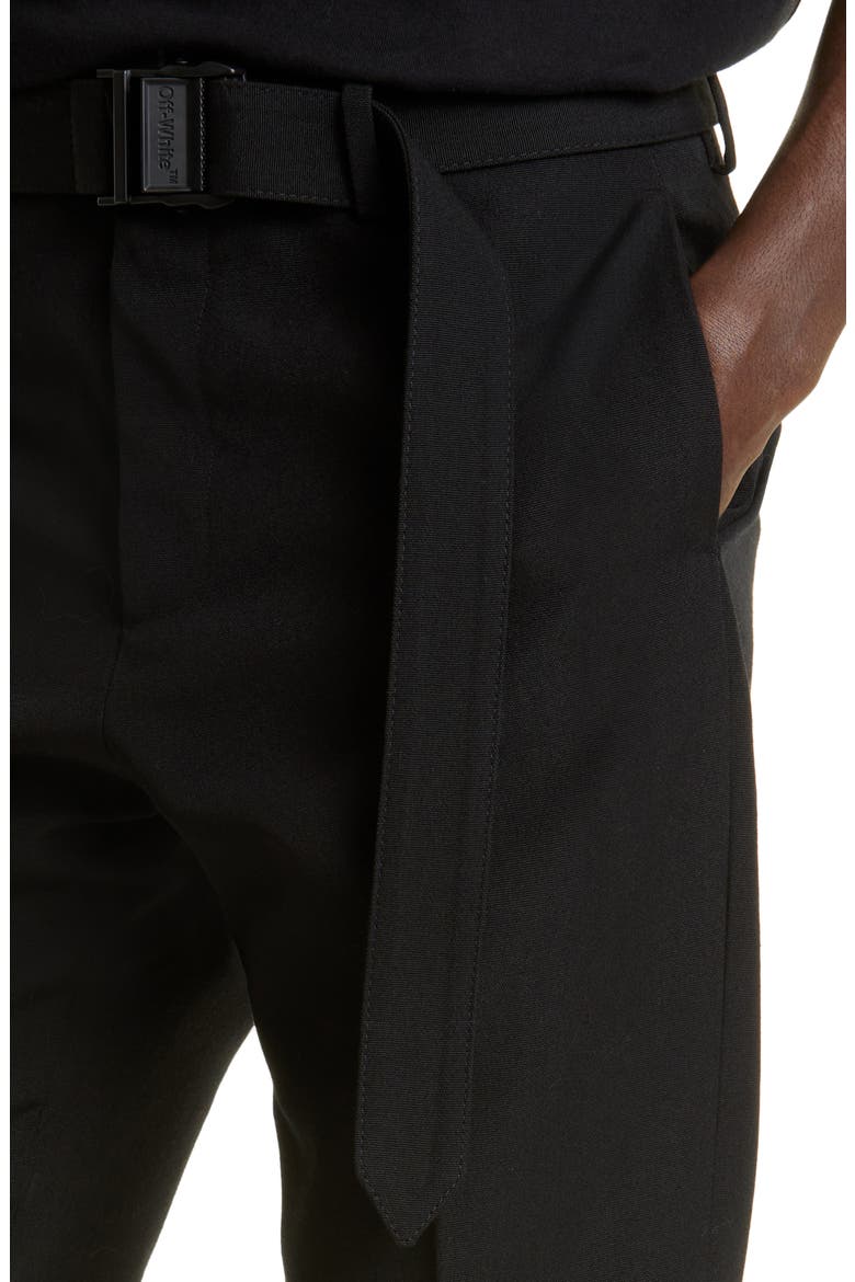 Belted Wool Slim Pants, Alternate, color, BLACK