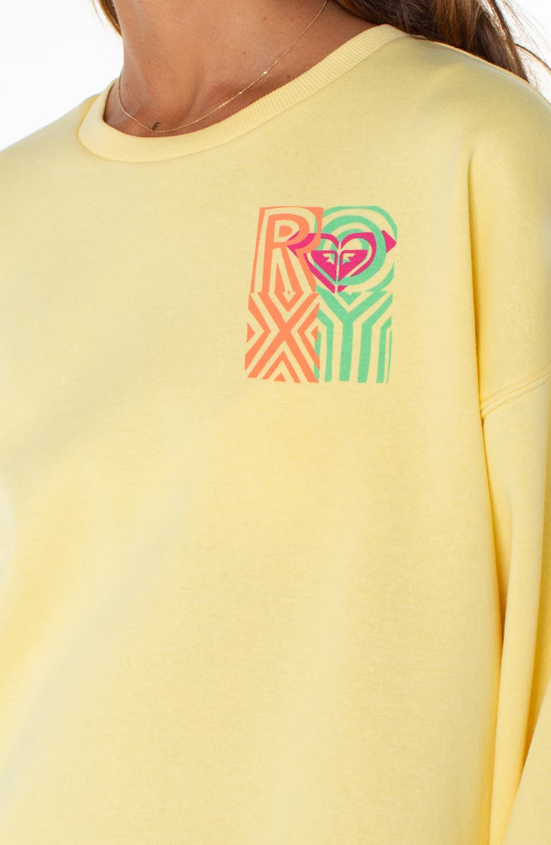 Roxy Morning Strole Graphic Crewneck Sweatshirt, Alternate, color, Popcorn