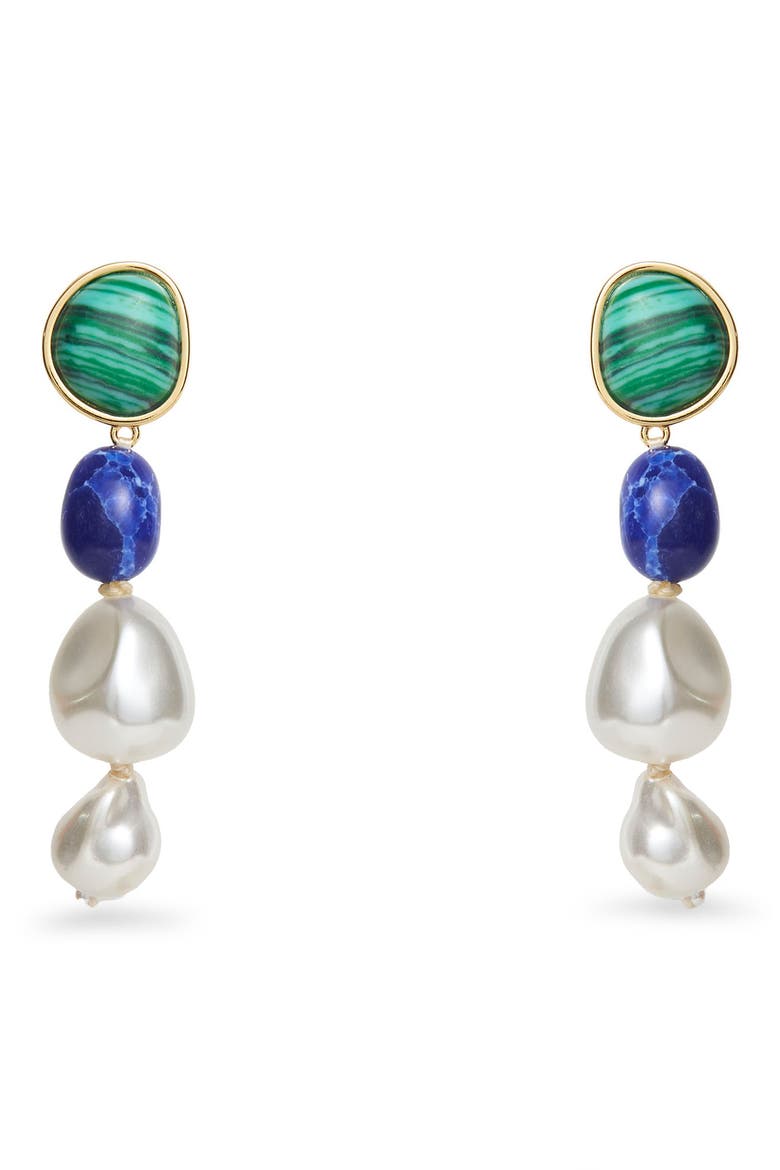 Baroque Drop Earrings, Main, color, PEARL TIDE