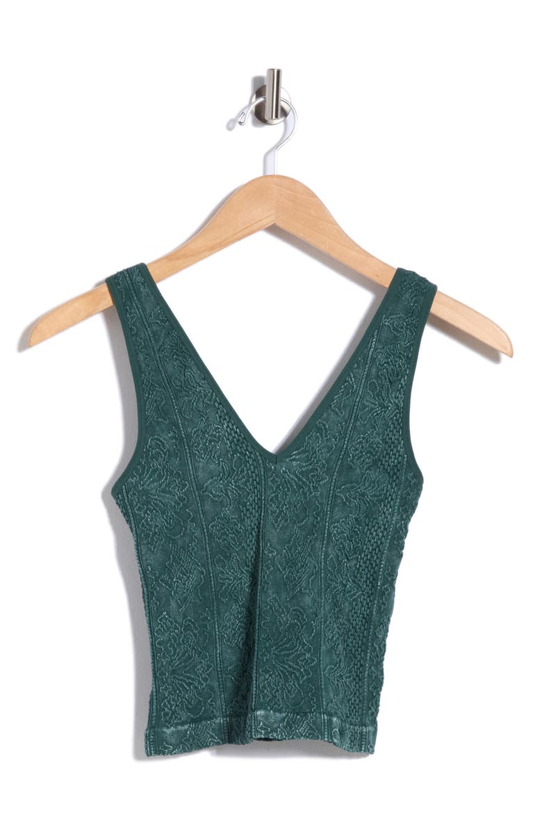 Tapestry V-Neck Crop Tank, Main, color, DARK GREEN