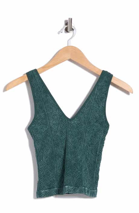 Tapestry V-Neck Crop Tank